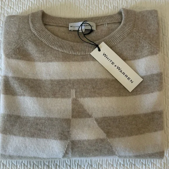 White + Warren Sailboat Stripe Cashmere Crewneck sweater Size small - Picture 4 of 8